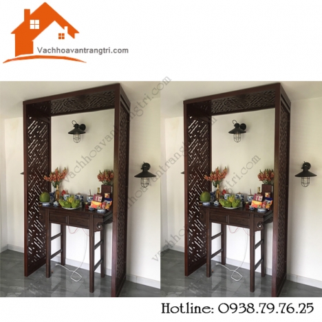 Quận 12- Vách ngăn bàn thờ chung cư từ gỗ công nghiệp đẹp xuất sắc