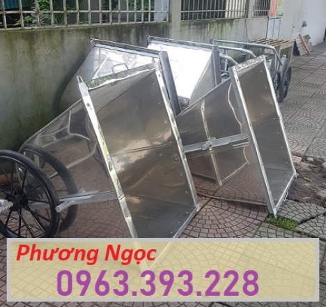 Xe gom rác inox đẩy tay, xe thu gom rác inox, xe rác 3 bánh công nghiệp