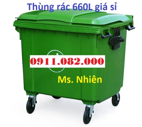Cung cấp thùng rác 660 lít 4 bánh xe giá rẻ tại cần thơ- thùng rác màu xanh -lh 0911082000