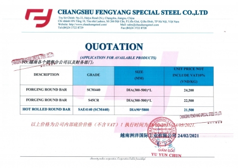 Thép rèn S45Cr, SCM440 có sẵn tại VN, giá tốt chất lượng cao