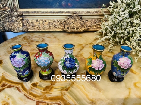 Giao lưu bộ bình đồng pháp lam 5 món.