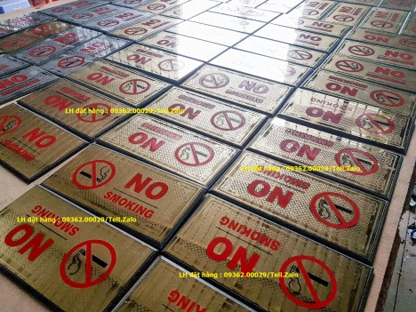Xưởng sản xuất biển No smoking, biển báo cấm hút thuốc mica, inox giá – Làm biển văn phòng