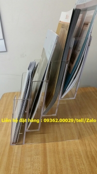 Kệ mica giá rẻ để bàn đựng tờ rơi A4, A5, A6