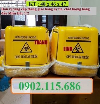 Thùng chở chất thải y tế nguy hại trên xe máy, thùng chở chất thải y tế lây nhiễm trên xe máy