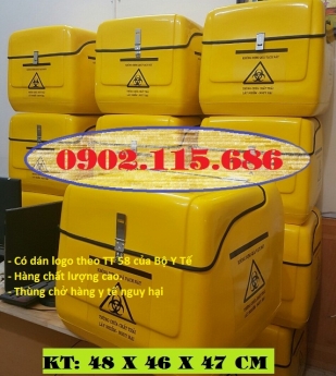 Thùng chở chất thải y tế nguy hại trên xe máy, thùng chở chất thải y tế lây nhiễm trên xe máy