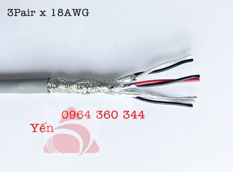 cáp awg, cáp tín hiệu vặn xoắn 1 x 2 x 22AWG Shiled