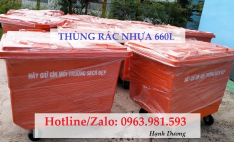 Thùng rác nhựa 660L 4 bánh xe