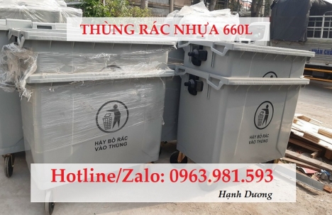 Thùng rác nhựa 660L 4 bánh xe