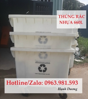 Thùng rác nhựa 660L 4 bánh xe