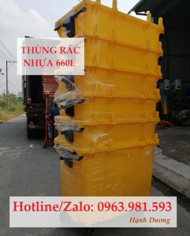 Thùng rác nhựa 660L 4 bánh xe