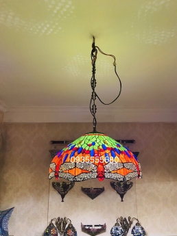 Hàng đèn tiffany thả bàn ăn họa tiết chuồn chuồn