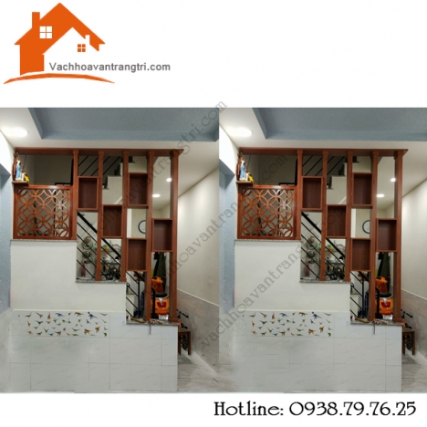 Quận 12- Vách ngăn cầu thang phong thủy cnc đẹp hiện đại