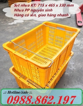 Sóng nhựa hở, sọt nhựa trái cây, sọt nhựa quai sắt, sọt nhựa giá rẻ,sọt nhựa hs011