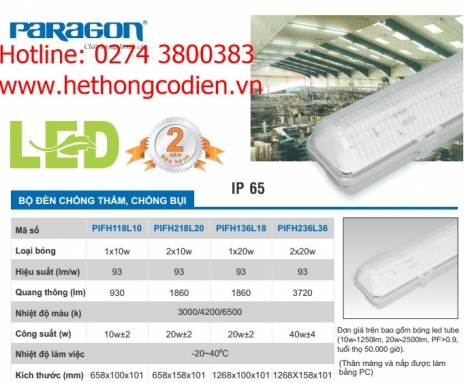BỘ ĐÈN CHỐNG THẤM, CHỐNG BỤI PIFH236L36