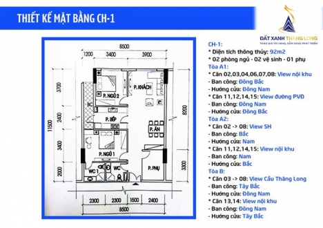 Chung cư IA20 Ciputra, CH 02PN 92m2, tầng trung, đã có sổ đỏ giá 2,3 tỷ.