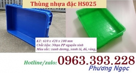 Thùng đặc công nghiệp HS025, sóng nhựa bít cao 10 cm, khay nhựa đặc có nắp