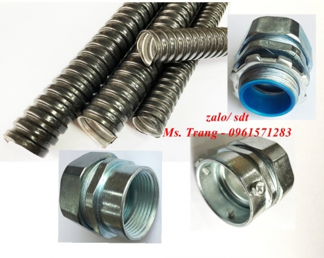 Ống ruột gà lõi thép phi D50, đầu nối răng ngoài