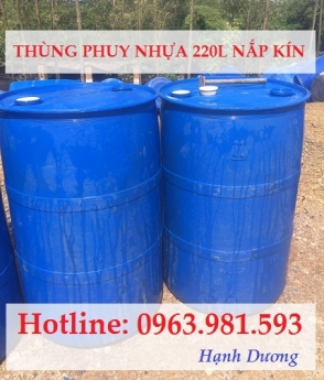 Thùng phuy nhựa nắp kín 220L, thùng phuy 220L 2 nắp nhỏ