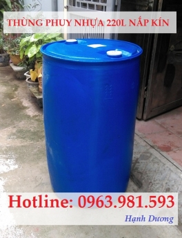 Thùng phuy nhựa nắp kín 220L, thùng phuy 220L 2 nắp nhỏ