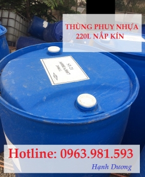 Thùng phuy nhựa nắp kín 220L, thùng phuy 220L 2 nắp nhỏ