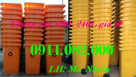 Mua bán thùng rác 120L 240L 660L giá rẻ tại cà mau- thùng rác y tế màu vàng-lh 0911082000