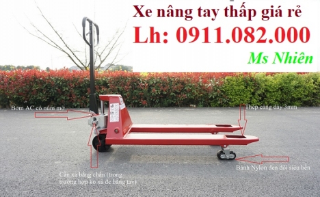 Phân phối xe nâng tay thấp 3 tấn giá rẻ tại sóc trăng- xe nâng tay niuli đài loan- lh 0911082000
