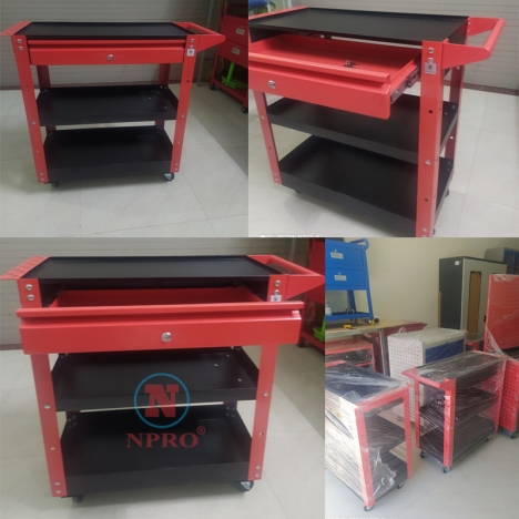 Xe đẩy 3 tầng 1 ngăn khóa npro