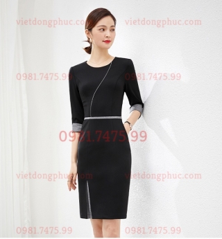 Nhận may váy liền công sở theo size chuẩn đét theo dáng người