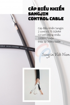 Cáp điều khiển 2 core x 0.75 SQMM (SL12075) bọc lưới đồng chống nhiễu hiệu Sangjin