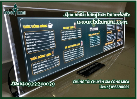 Kệ Menu Mica cho các quán ăn, quán cà phê giá tốt