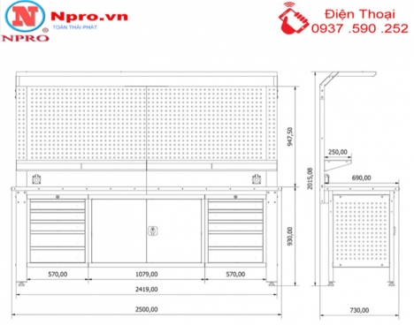 Bàn nguội cơ khí mặt gỗ BN01