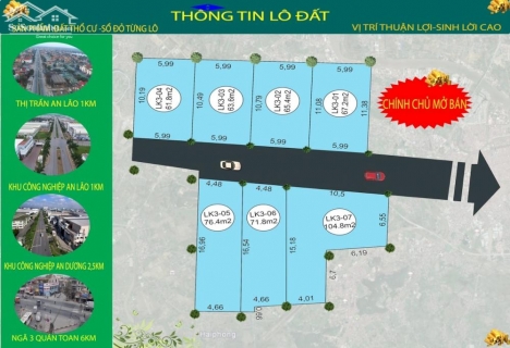 [Chính chủ] bán đất Liền Kề tại Quang Hưng, An Lão - ngay gần ngã tư Quang Thanh, gần các khu công n