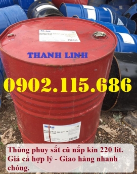 Thùng phuy sắt cũ nắp kín, phuy sắt đựng xăng dầu, thùng phuy 220L Thùng phuy sắt nắp kín 220L, thùn
