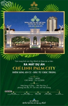 Bán Lô đất giá TỐT NHẤT cạnh hồ điều hòa tại Chí Linh Palm City chỉ từ 12tr/m²: 0326 222 555