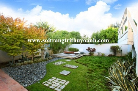 Sỏi trang trí biệt thự sân vườn