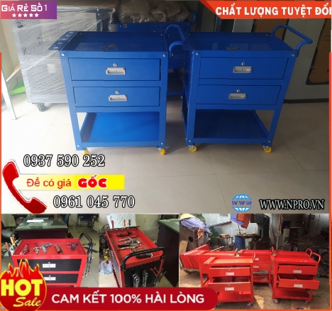 Xe đẩy đồ nghề 3 ngăn 2 ngăn kéo có bánh xe di chuyển