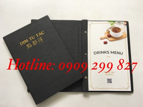 Địa chỉ làm bìa menu nhà hàng tphcm, nơi làm quyển menu bắt vít, in cuốn thực đơn bọc da,