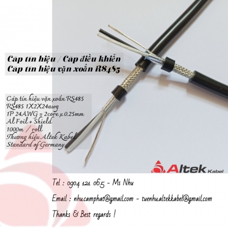 Cáp tín hiệu RS485 (Standard of Germany) 1 pair x 24awg Shield