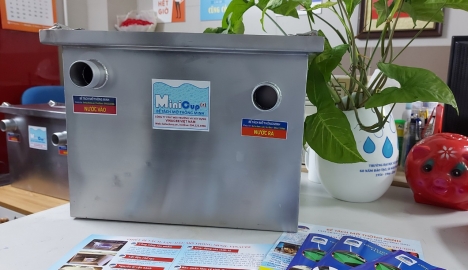 Thùng lọc mỡ, hộp bẫy mỡ, thiết bị tách dầu mỡ, bể tách mỡ gia đình vinacee inox 304 20,5l