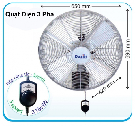 Quạt treo tường công nghiệp Dasin giá tốt nhất tháng 5/2021