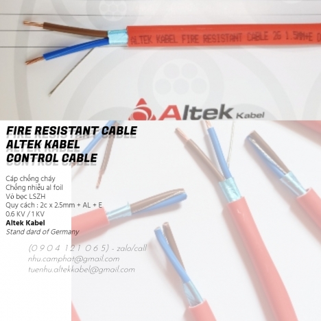Cáp chống cháy (Altek Kabel) 2 core x 2.5mm