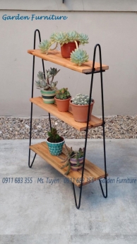 Kệ trang trí 3 tầng, khung sắt mặt gỗ, kệ đa năng trưng bày trang trí decor đẹp