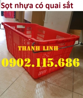 Sọt nhựa quai sắt, sọt nhựa đựng trái cây, thùng nhựa HS011, sọt nhựa công nghiệp, sọt nhựa đựng nôn
