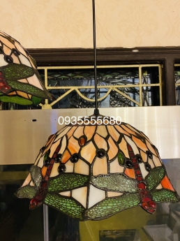 Bộ đèn thả tiffany hoạ tiết chuồn cam hàng Pháp
