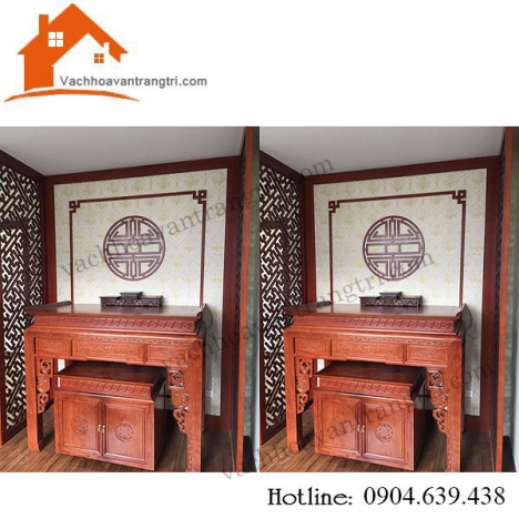 Vách ngăn phòng thờ kết hợp bàn thờ hiện đại cho không gian thờ