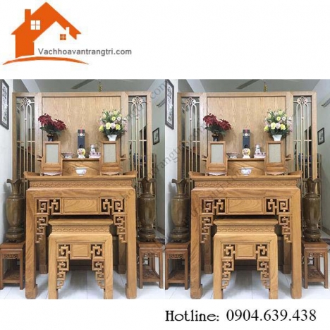Vách ngăn phòng thờ kết hợp bàn thờ hiện đại cho không gian thờ