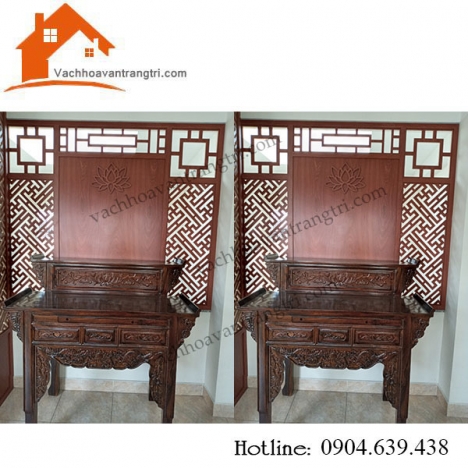 Vách ngăn phòng thờ kết hợp bàn thờ hiện đại cho không gian thờ