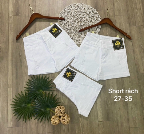 Quần Sọt Jean Nữ Lưng Cao 2 Nút Có Bigsize Rách Nhẹ