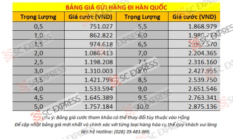 Dịch vụ gửi đồ từ Việt Nam sang Hàn Quốc