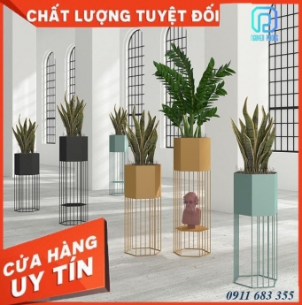 Kệ trang trí lục giác, trang trí chậu cây, chậu hoa văn phòng với thiết kế hiện đại